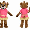 Brown Bear Mascot Costume with Pink Dress
