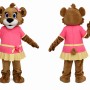 Brown Bear Mascot Costume with Pink Dress