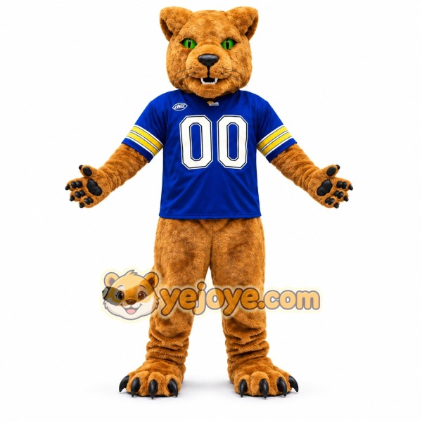 Blue Lion Mascot Costume with Cheerleader Jersey