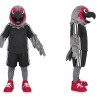 Gray Bird Mascot Costume with Red Shoes