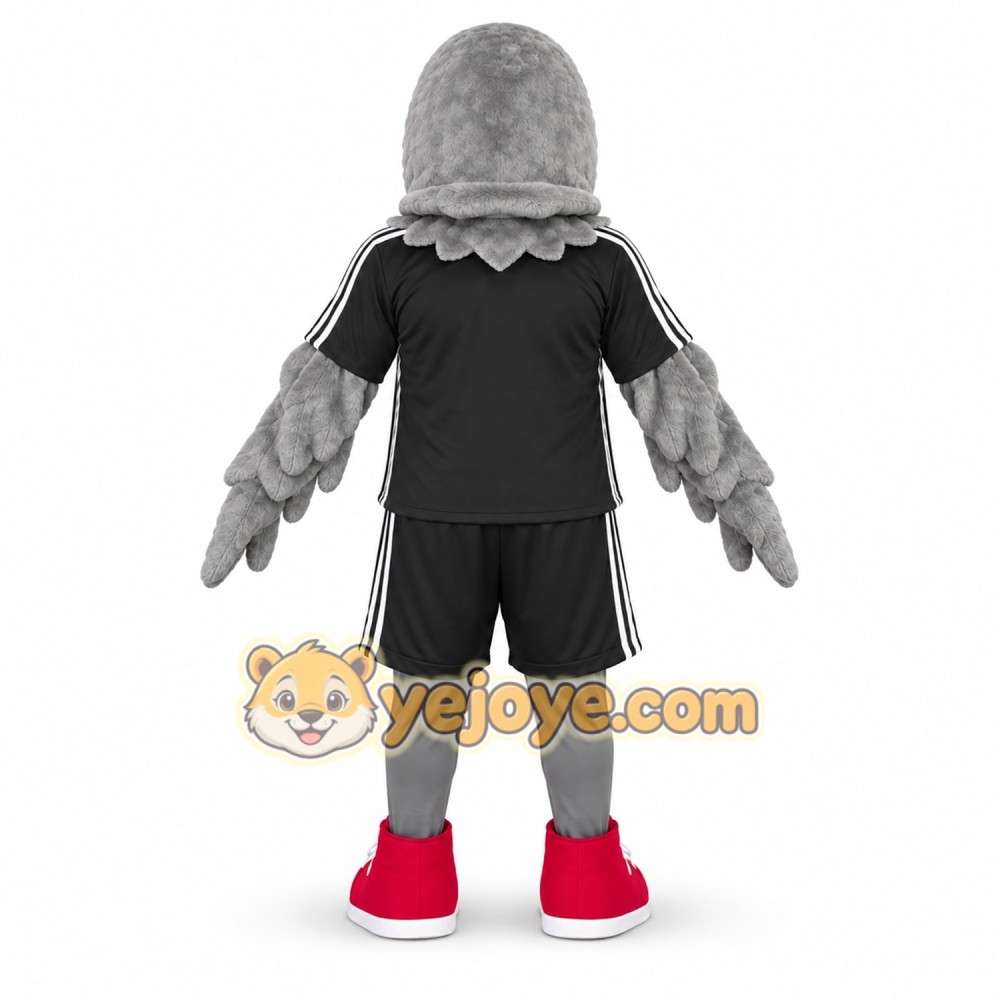 Gray Bird Mascot Costume with Red Shoes Gray Bird Mascot Costume with Red Shoes