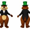 Brown Beaver Mascot Costume with Green Top Hat