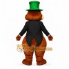 Brown Beaver Mascot Costume with Green Top Hat Brown Beaver Mascot Costume with Green Top Hat