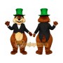 Brown Beaver Mascot Costume with Green Top Hat