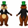 Brown Beaver Mascot Costume with Green Top Hat