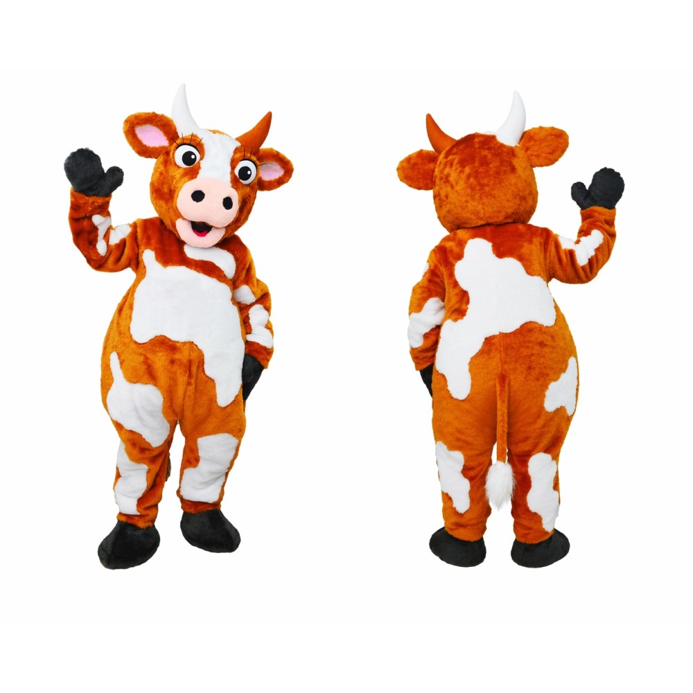 Orange Cow Mascot Costume for Kids and Adults