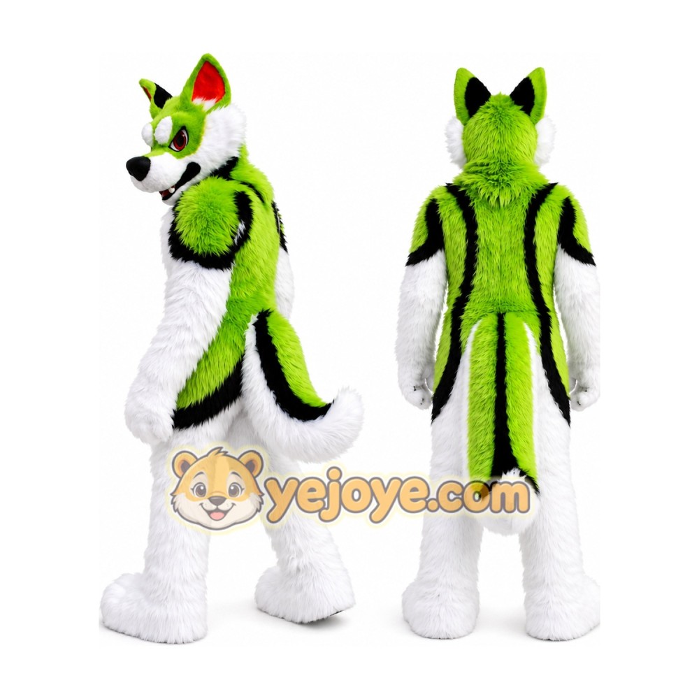 Green and White Husky Dog Mascot Costume for Events
