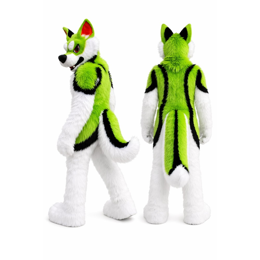 Green and White Husky Dog Mascot Costume for Events