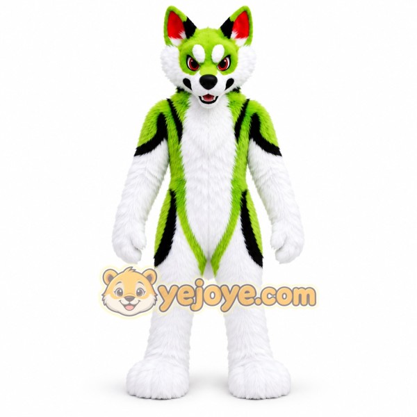 Green and White Husky Dog Mascot Costume for Events Green and White Husky Dog Mascot Costume for Events