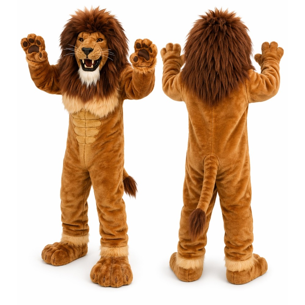 Brown Lion Mascot Costume for Kids and Adults