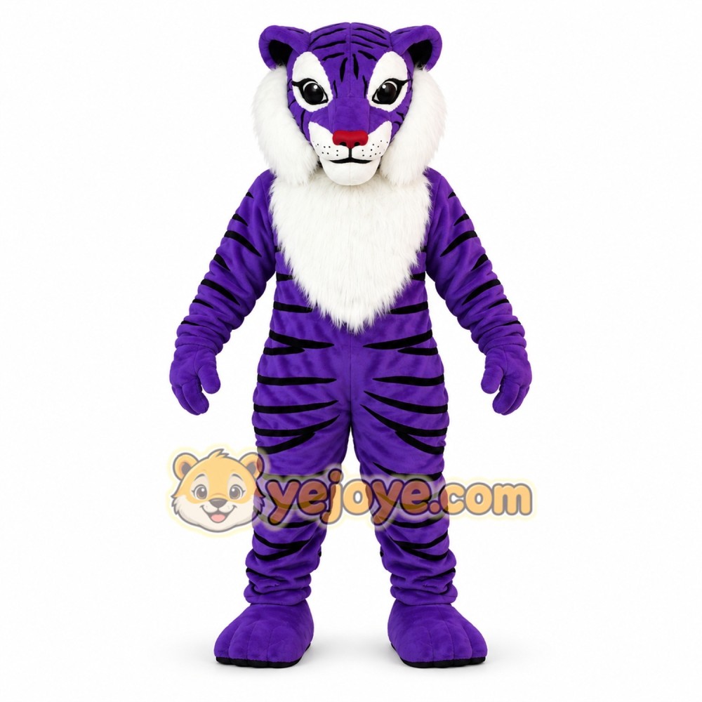 Purple Tiger Mascot Costume for Kids and Adults Purple Tiger Mascot Costume for Kids and Adults