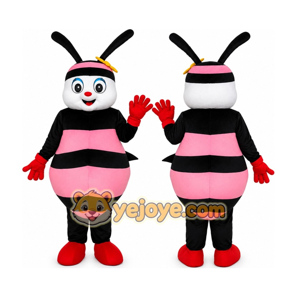 Pink Bee Mascot Costume with Red Gloves Pink Bee Mascot Costume with Red Gloves