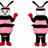 Pink Bee Mascot Costume with Red Gloves
