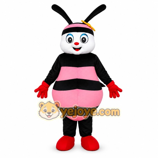 Pink Bee Mascot Costume with Red Gloves Pink Bee Mascot Costume with Red Gloves