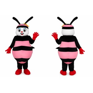 Pink Bee Mascot Costume with Red Gloves