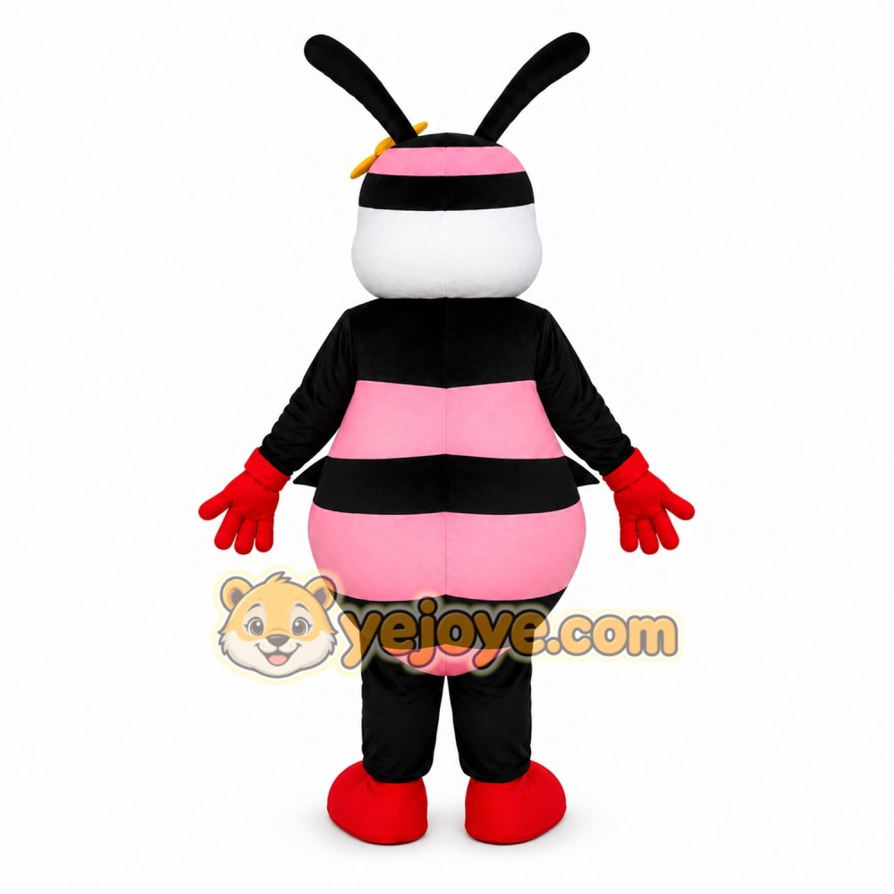Pink Bee Mascot Costume with Red Gloves Pink Bee Mascot Costume with Red Gloves