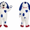 White and Blue Dog Mascot Costume for Events