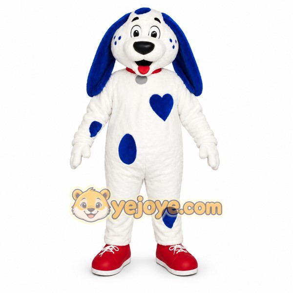 White and Blue Dog Mascot Costume for Events