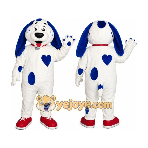 White and Blue Dog Mascot Costume for Events
