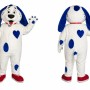 White and Blue Dog Mascot Costume for Events