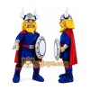 Blue Viking Mascot Costume with Shield and Cape