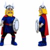 Blue Viking Mascot Costume with Shield and Cape
