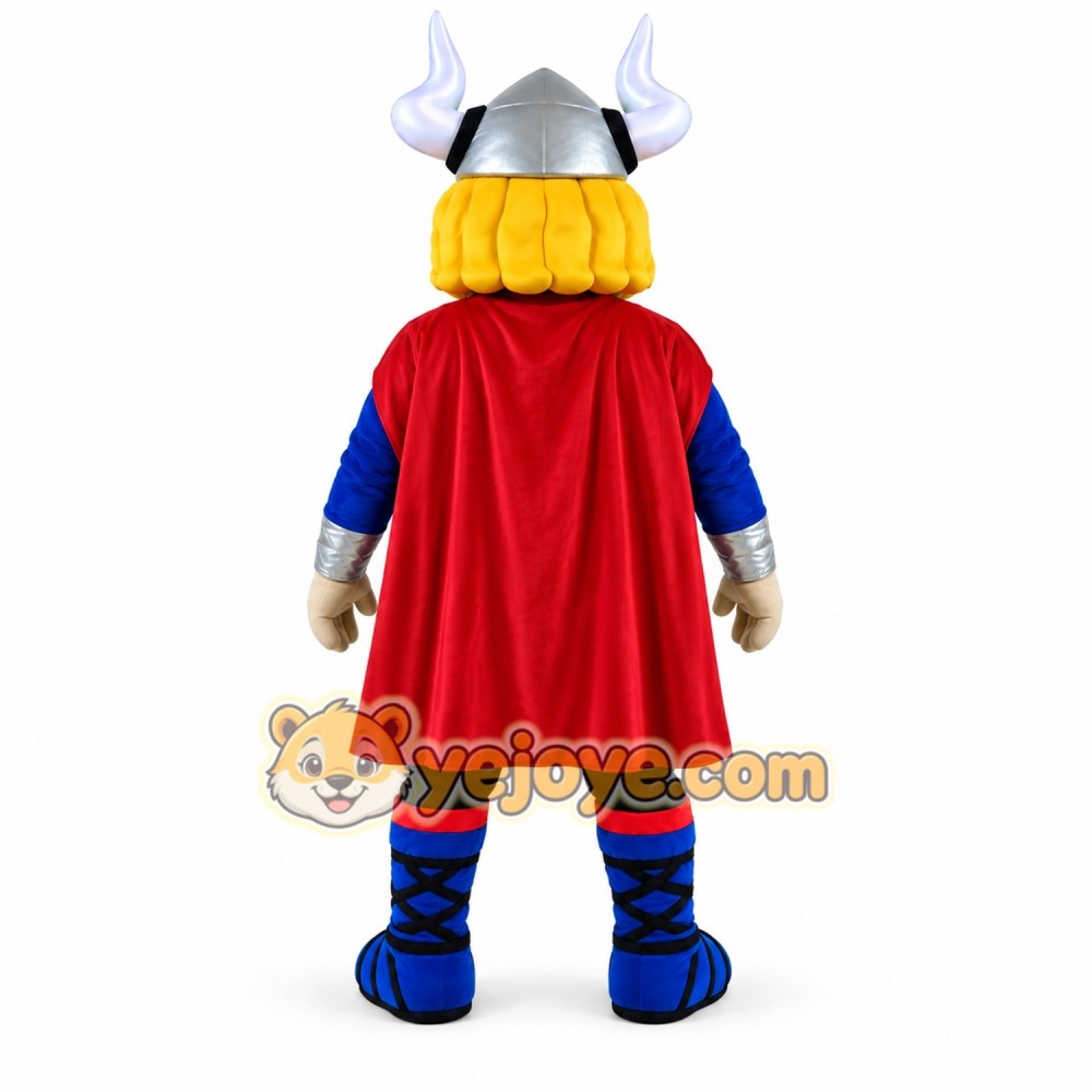 Blue Viking Mascot Costume with Shield and Cape