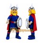 Blue Viking Mascot Costume with Shield and Cape
