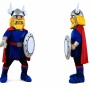 Blue Viking Mascot Costume with Shield and Cape