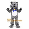 Gray Bulldog Mascot Costume with Hat and Bow Tie