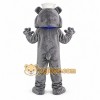 Gray Bulldog Mascot Costume with Hat and Bow Tie