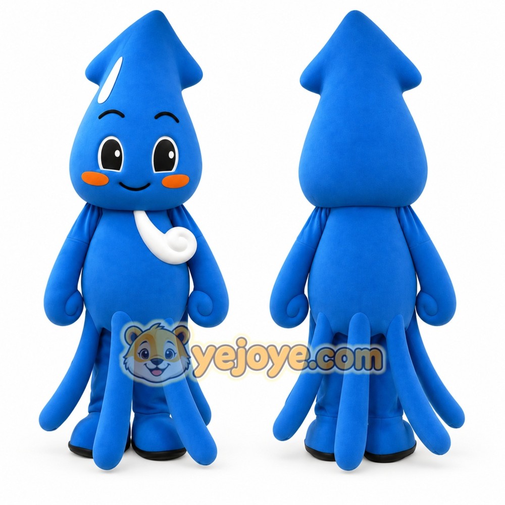 Blue Squid Mascot Costume for Kids and Adults Blue Squid Mascot Costume for Kids and Adults