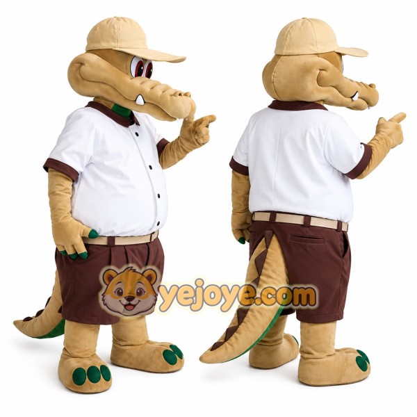 Brown Alligator Mascot Costume