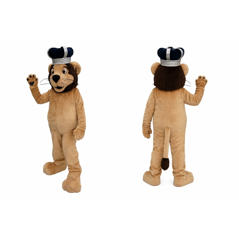 Lion Mascot Costume with Crown Brown