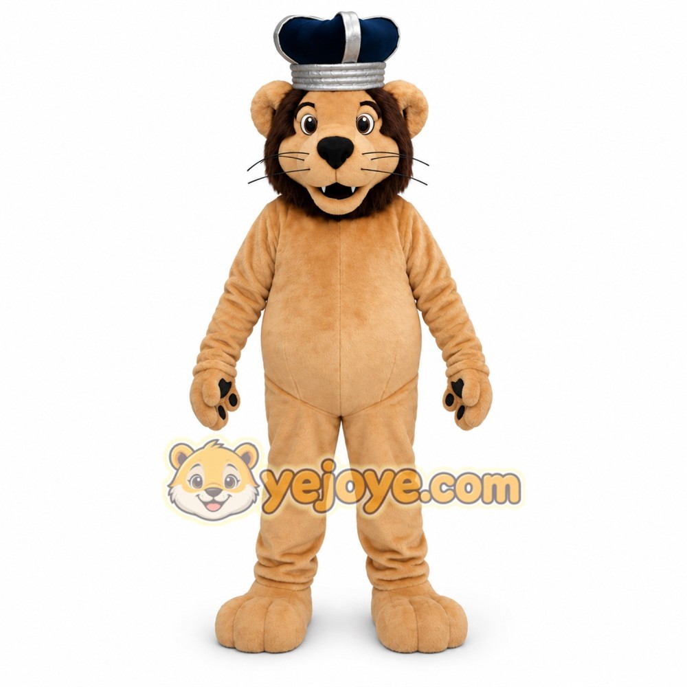 Lion Mascot Costume with Crown Brown Lion Mascot Costume with Crown Brown