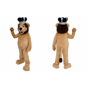 Lion Mascot Costume with Crown Brown