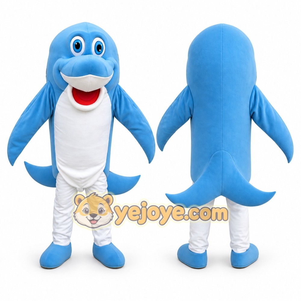 Blue Shark Mascot Costume for Kids and Adults