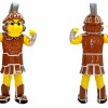 Yellow Warrior Mascot Costume with Brown Armor