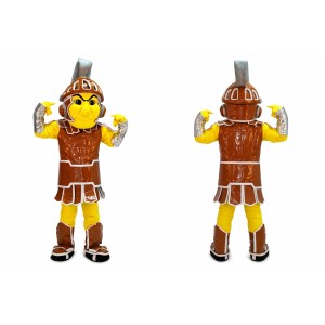 Yellow Warrior Mascot Costume with Brown Armor