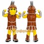 Yellow Warrior Mascot Costume with Brown Armor