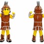 Yellow Warrior Mascot Costume with Brown Armor