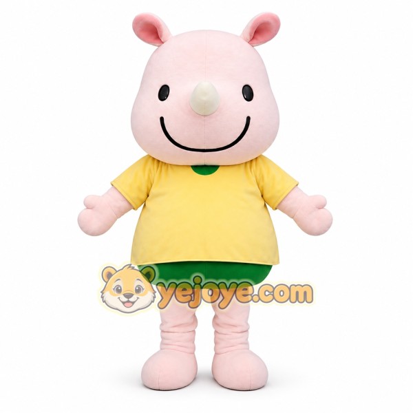 Pink Pig Mascot Costume with Yellow Shirt Pink Pig Mascot Costume with Yellow Shirt