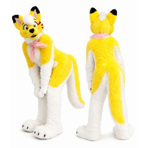 Yellow Dog Husky Mascot Costume for Kids and Adults