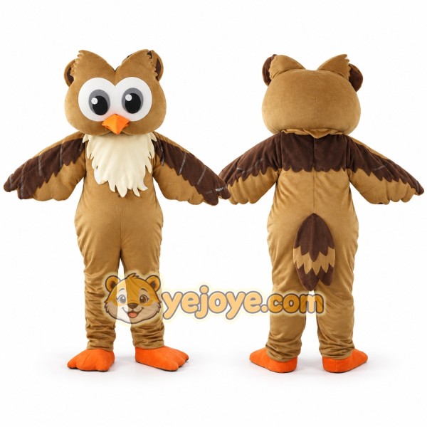 Brown Owl Mascot Costume for Kids and Adults