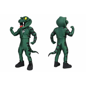 Green Snake Mascot Costume with Tail and Stripes