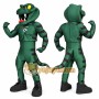 Green Snake Mascot Costume with Tail and Stripes