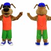 Dog Mascot Costume with Orange Shirt and Green Shorts
