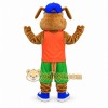 Dog Mascot Costume with Orange Shirt and Green Shorts