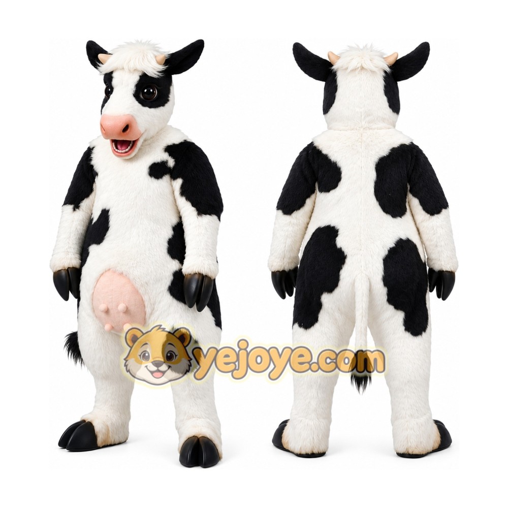 Cow Mascot Costume Black and White Plush Outfit Cow Mascot Costume Black and White Plush Outfit