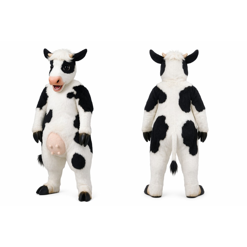 Cow Mascot Costume Black and White Plush Outfit